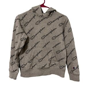 Champion Logo Hoodie Sweatshirt AOP Youth Size M